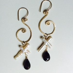 NEW- Simone Garnet and Gold Filled Earrings